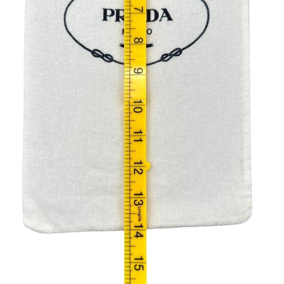 Prada Milano White 100% Cotton Dust Bag Drawstring Black Logo Designer - Picture 5 of 6
